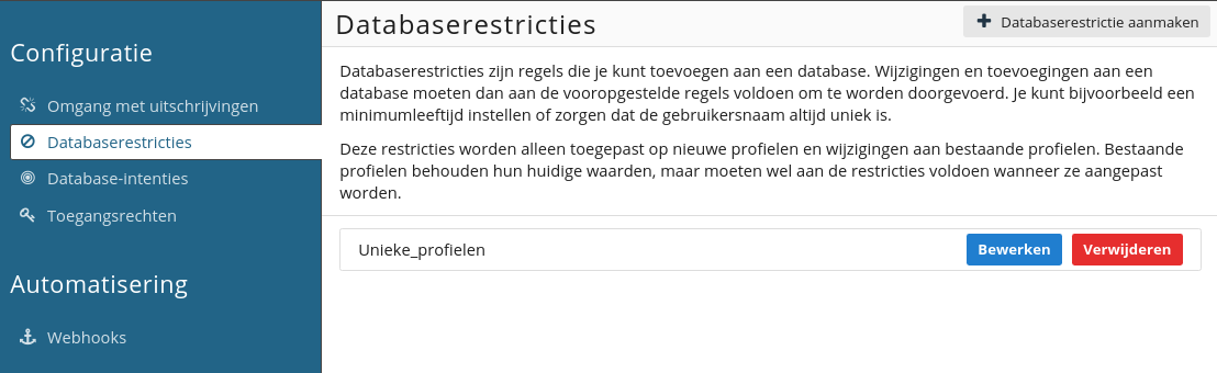 Databaserestricties