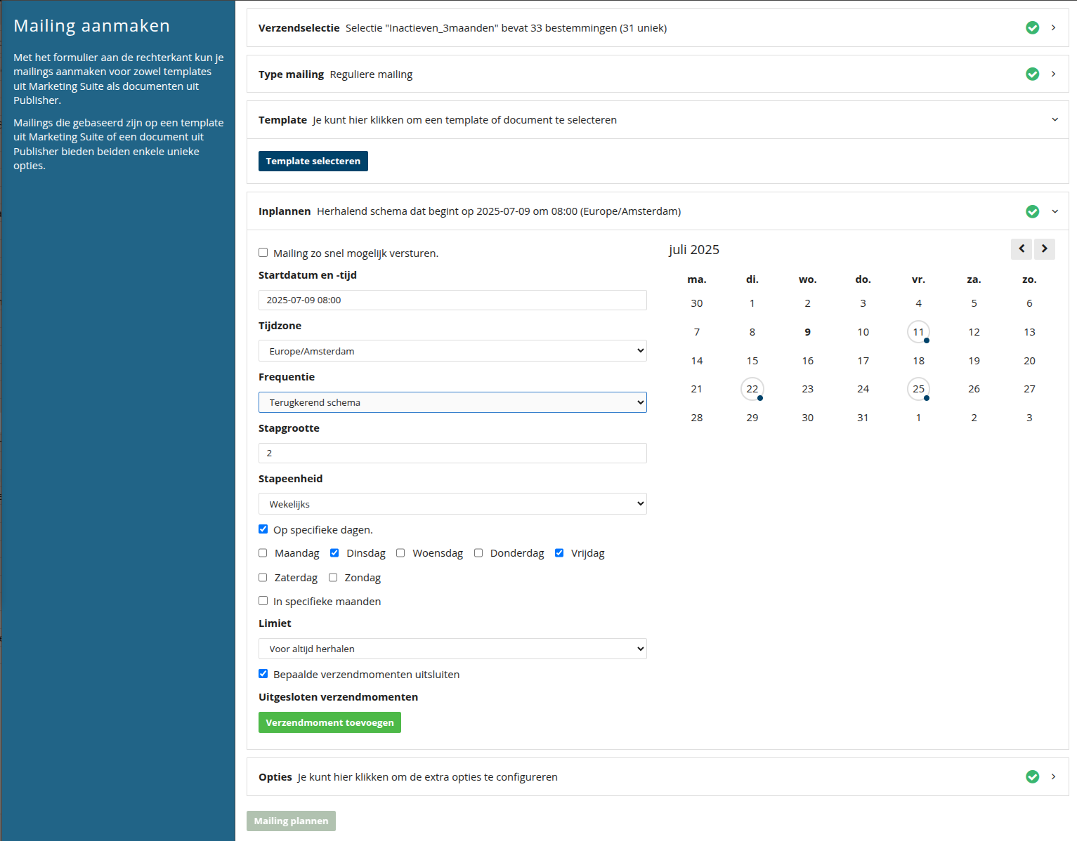 Bulkmailing schema