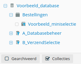 Voorbeeld van collecties binnen de boomstructuur