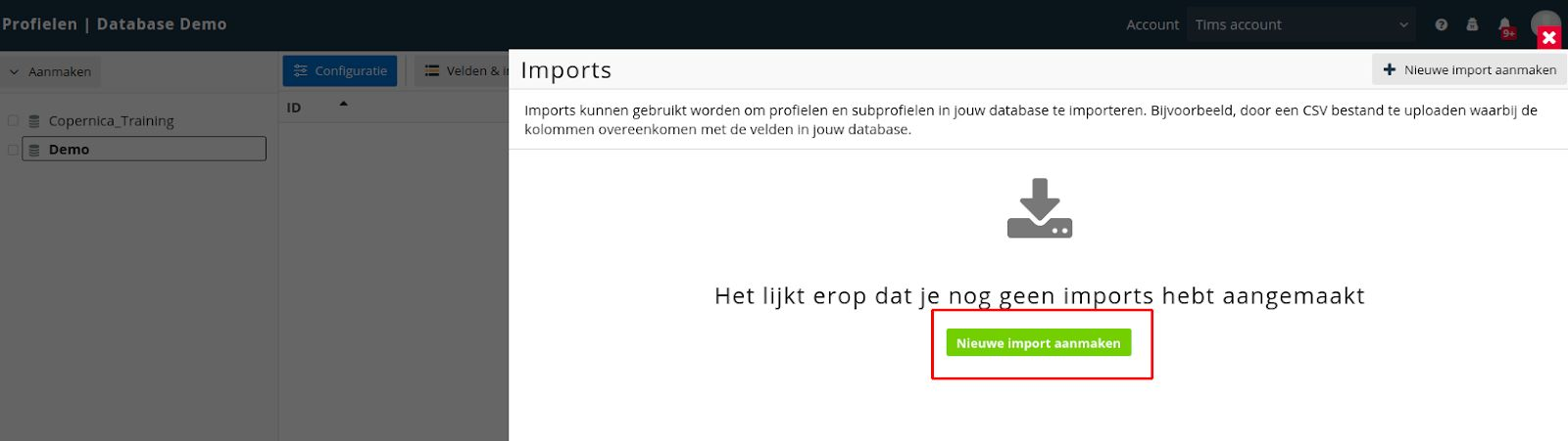 Import aanmaken