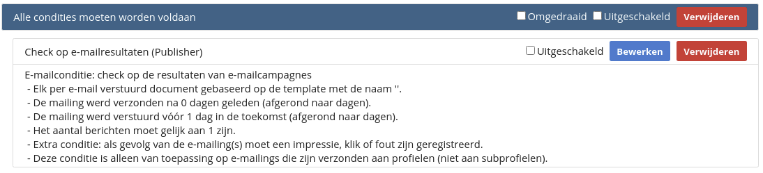 Voorbeeld van een selectie op basis van een e-mailresultaat