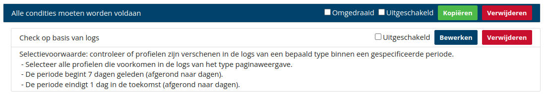 Voorbeeld van een selectie op basis van
interesse