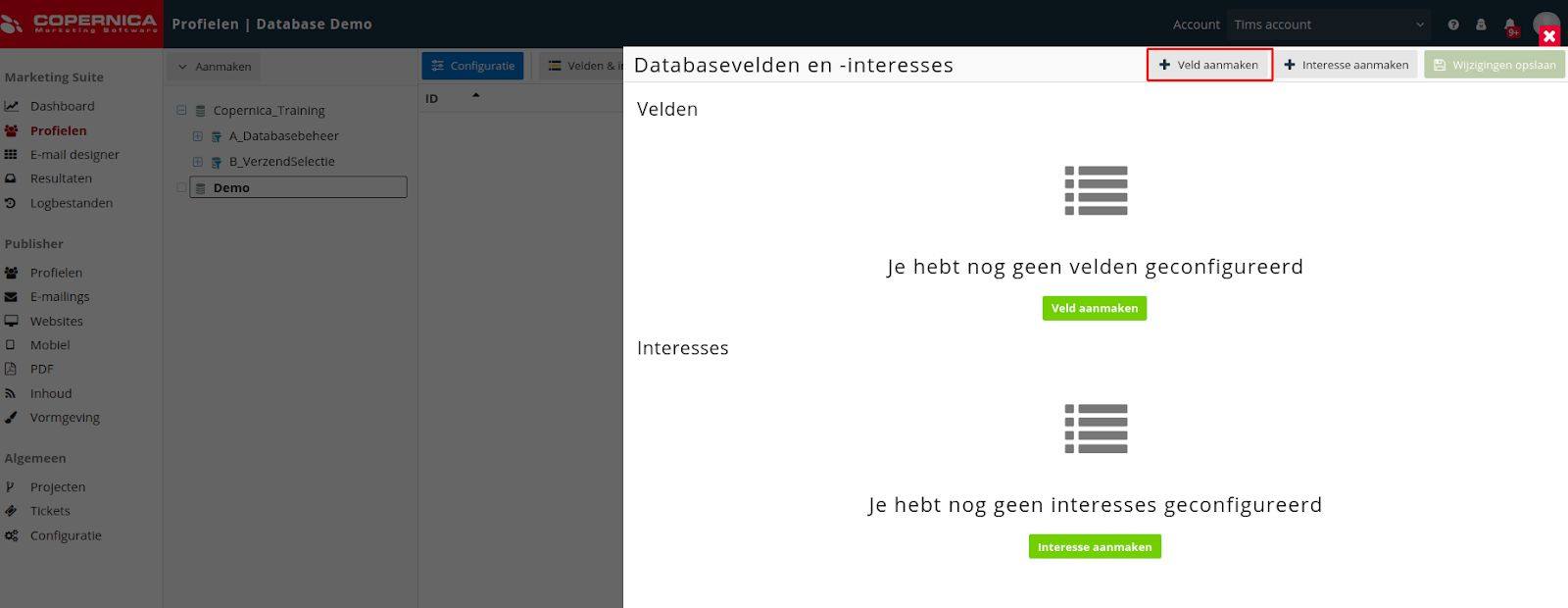 Veld aanmaken